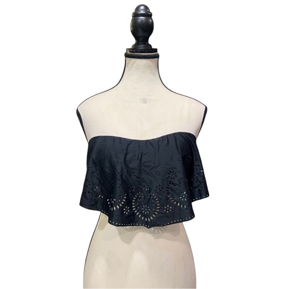 Xhilaration Black Ruffle Bandeau Bikini Top - Picture 3 of 16